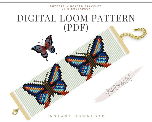 Butterfly Loom pattern for beaded bracelet - NikoBeadsUA