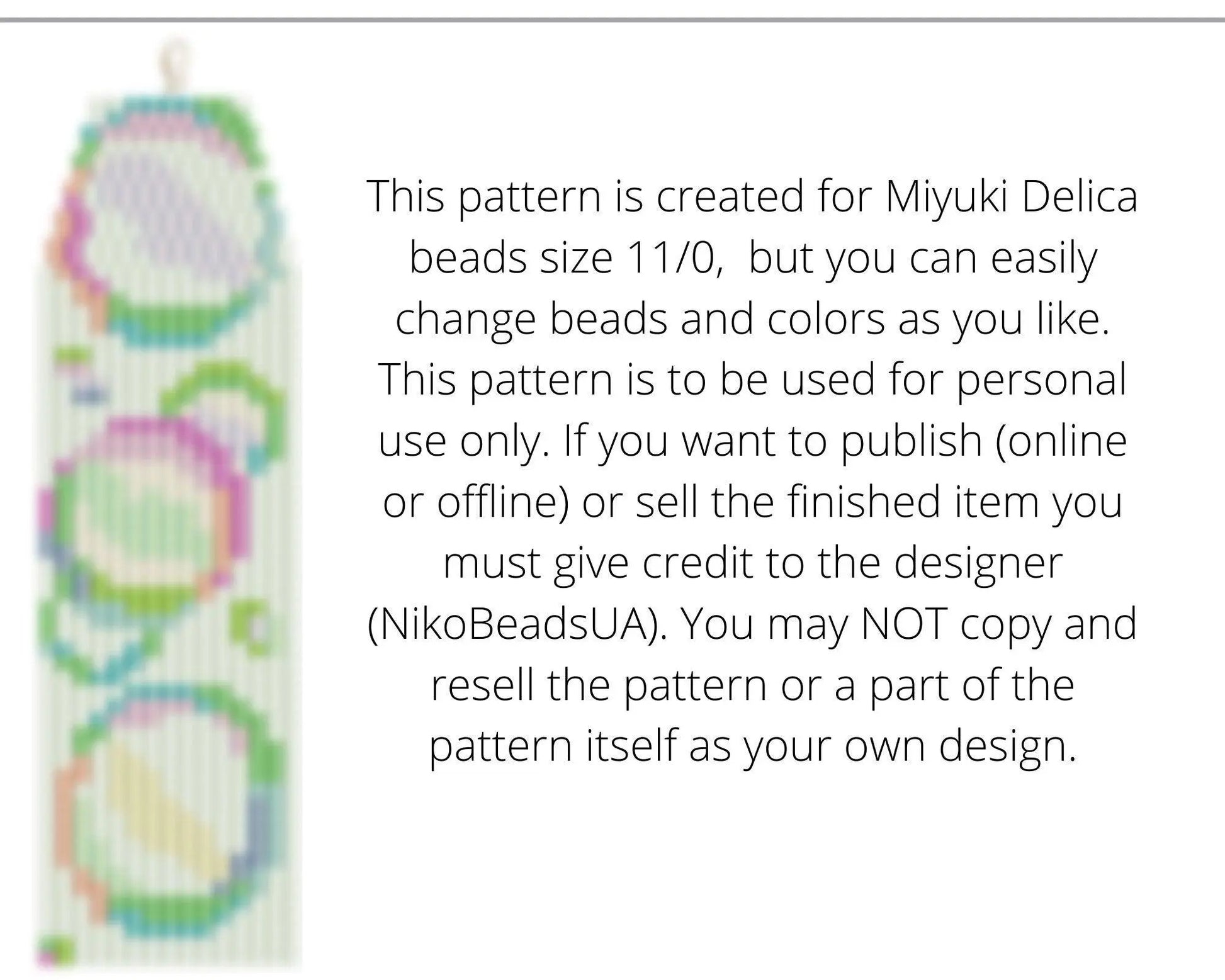 Bubbles Brick Stitch pattern for fringe beaded earrings - NikoBeadsUA