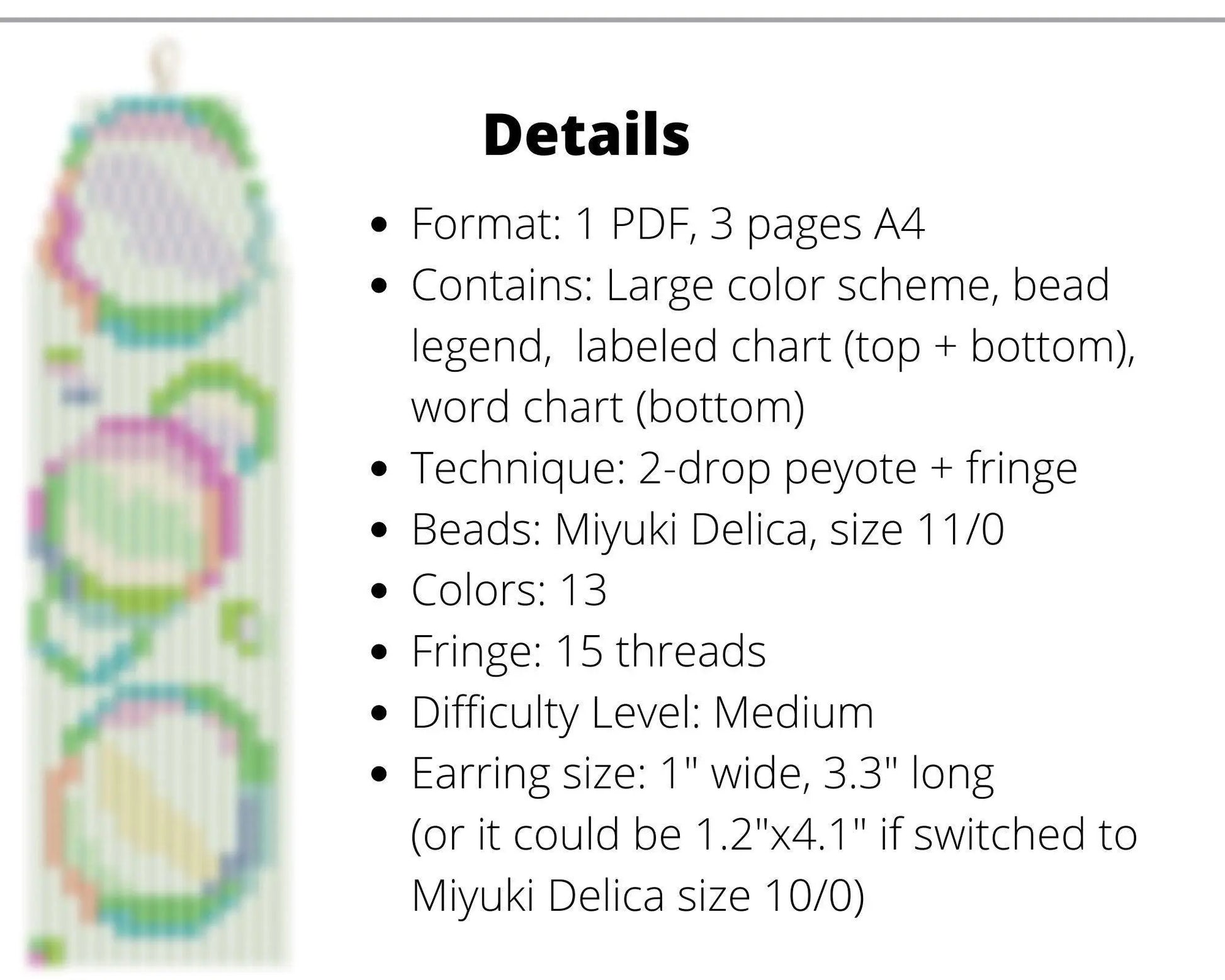 Bubbles Brick Stitch pattern for fringe beaded earrings - NikoBeadsUA