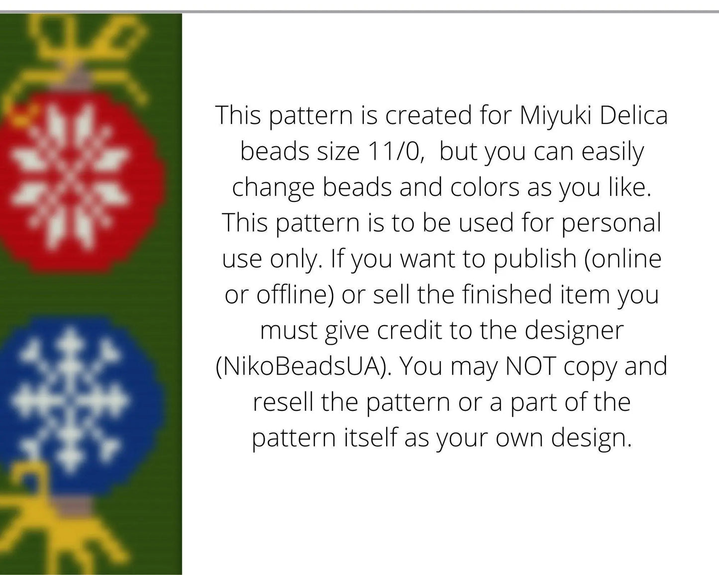 Christmas Ornaments Loom pattern for beaded bracelet - NikoBeadsUA