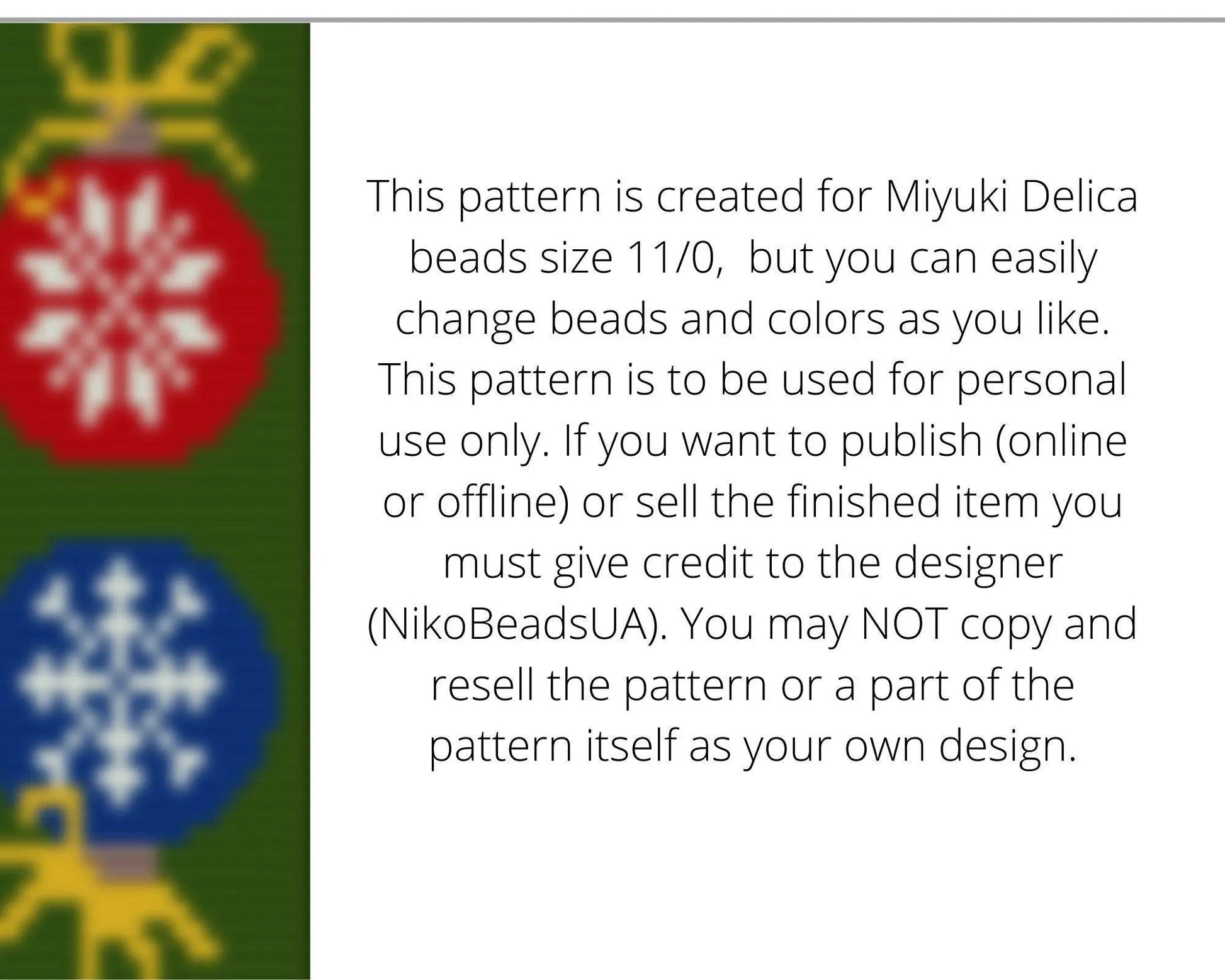 Christmas Ornaments Loom pattern for beaded bracelet - NikoBeadsUA