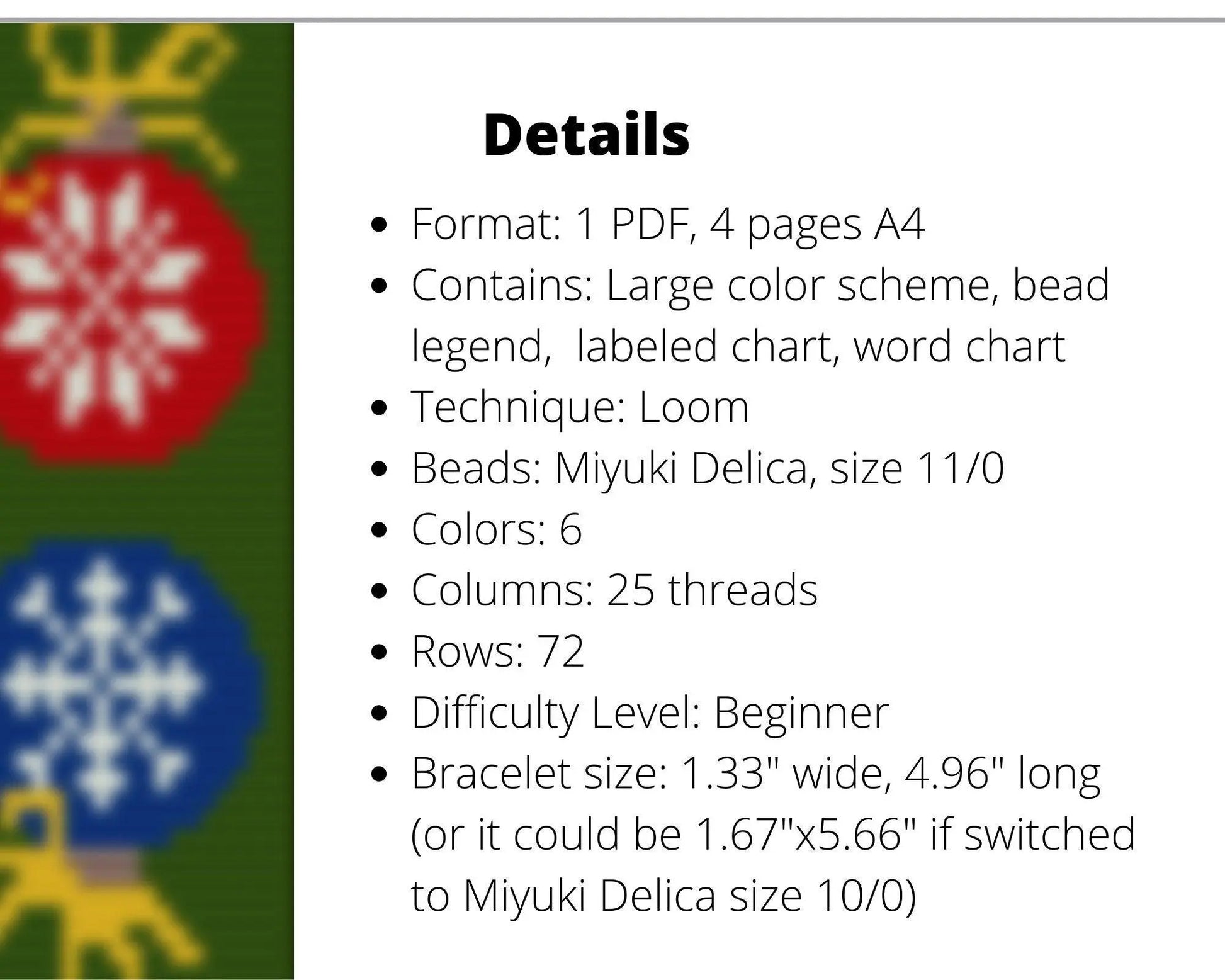 Christmas Ornaments Loom pattern for beaded bracelet - NikoBeadsUA