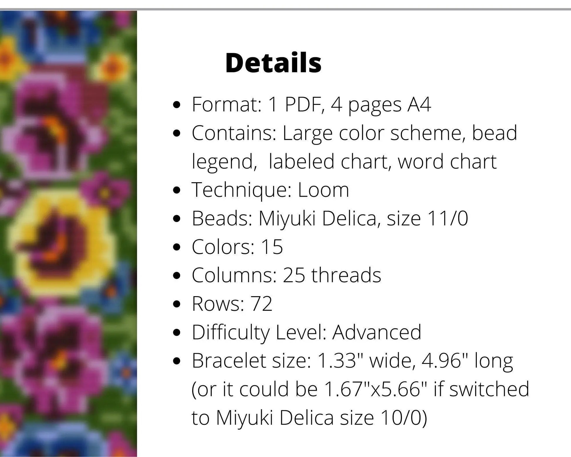 Viola Loom pattern for beaded bracelet - NikoBeadsUA