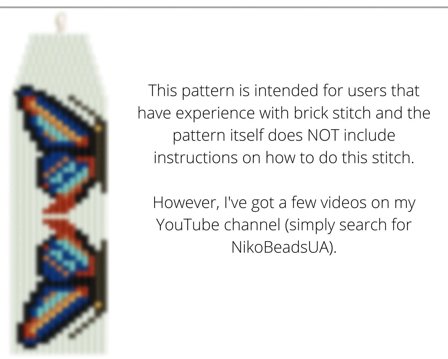 Butterflies Brick Stitch pattern for fringe beaded earrings - NikoBeadsUA