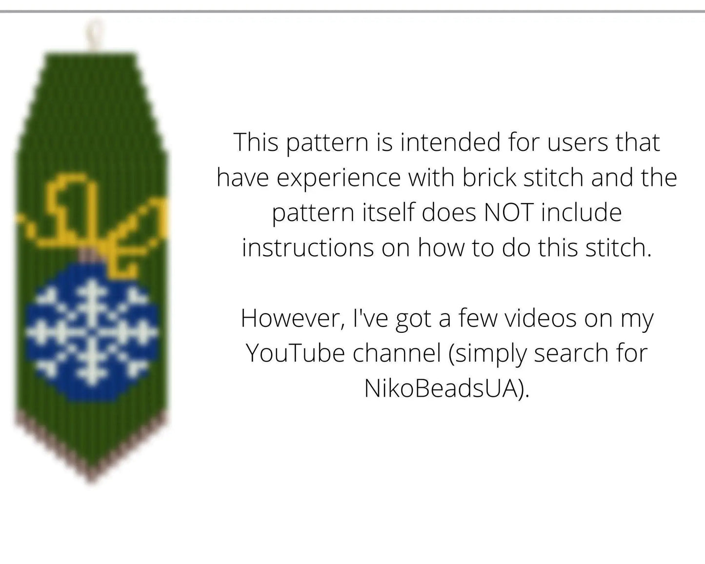 Christmas Ornaments Brick Stitch pattern for fringe beaded earrings - NikoBeadsUA