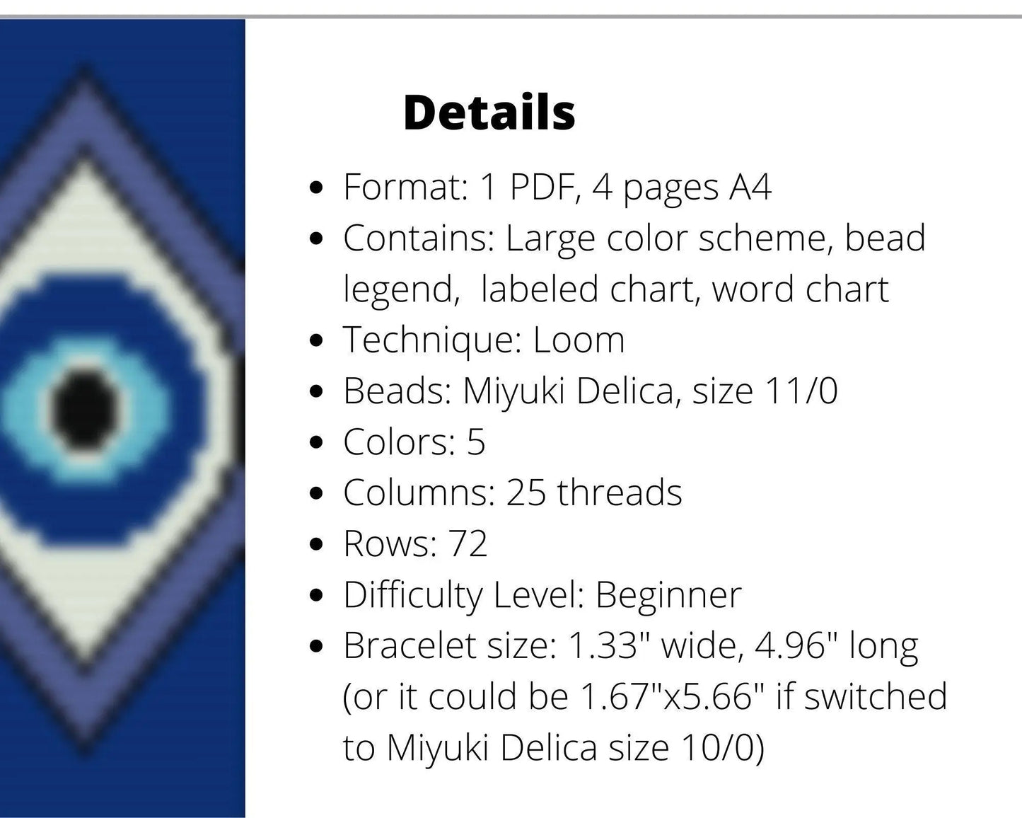 Evil Eye Loom pattern for beaded bracelet - NikoBeadsUA