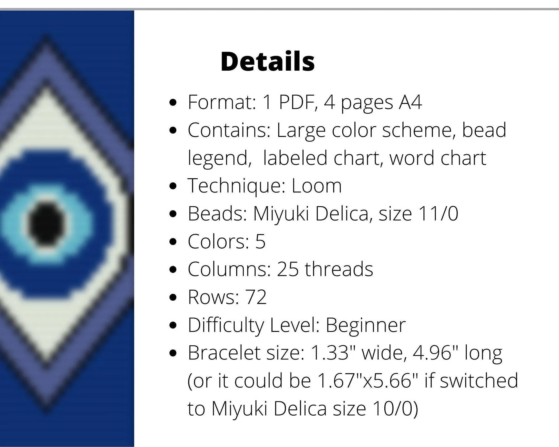 Evil Eye Loom pattern for beaded bracelet - NikoBeadsUA