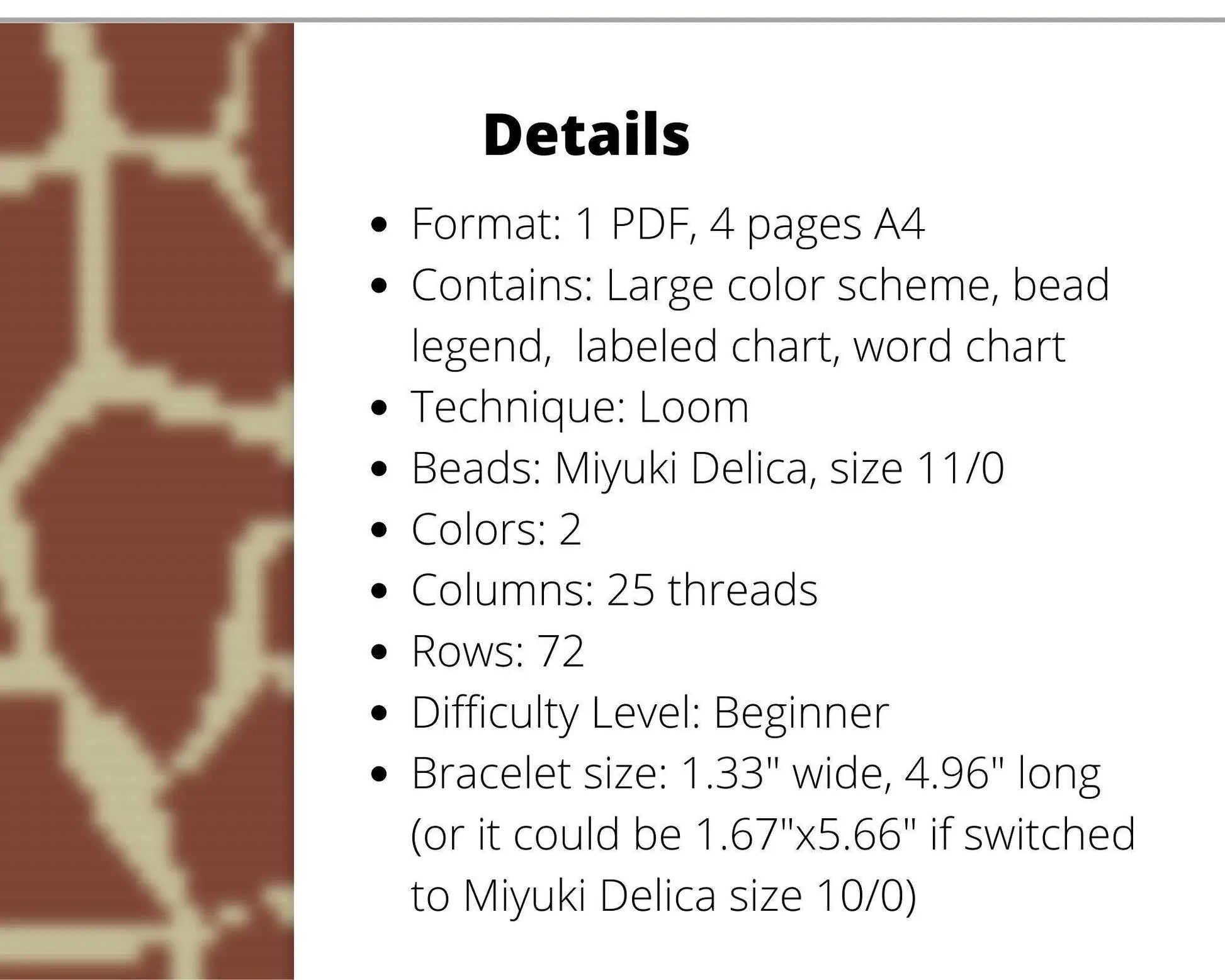 Giraffe Print Loom pattern for beaded bracelet - NikoBeadsUA