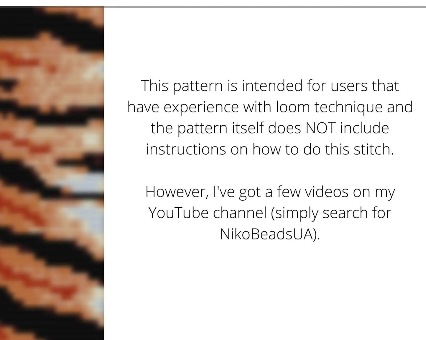 Tiger Print Loom pattern for wide beaded bracelet - NikoBeadsUA