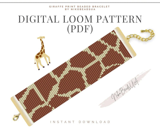 Giraffe Print Loom pattern for beaded bracelet - NikoBeadsUA