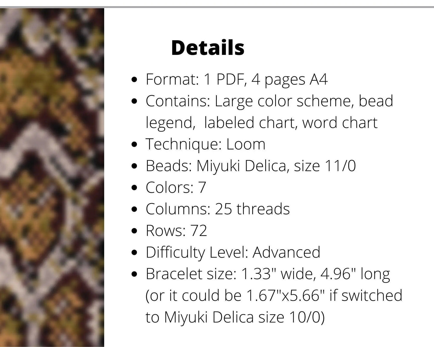 Snake Print Loom pattern for beaded bracelet - NikoBeadsUA