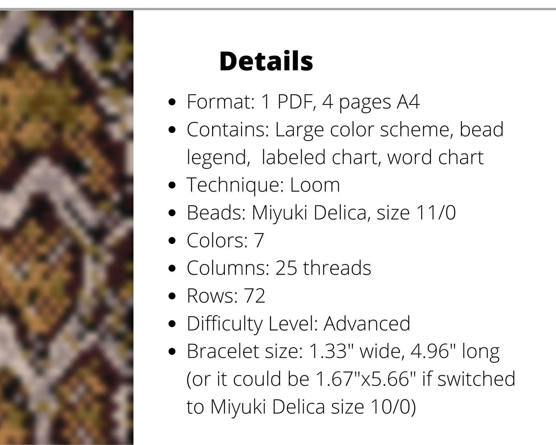 Snake Print Loom pattern for beaded bracelet - NikoBeadsUA