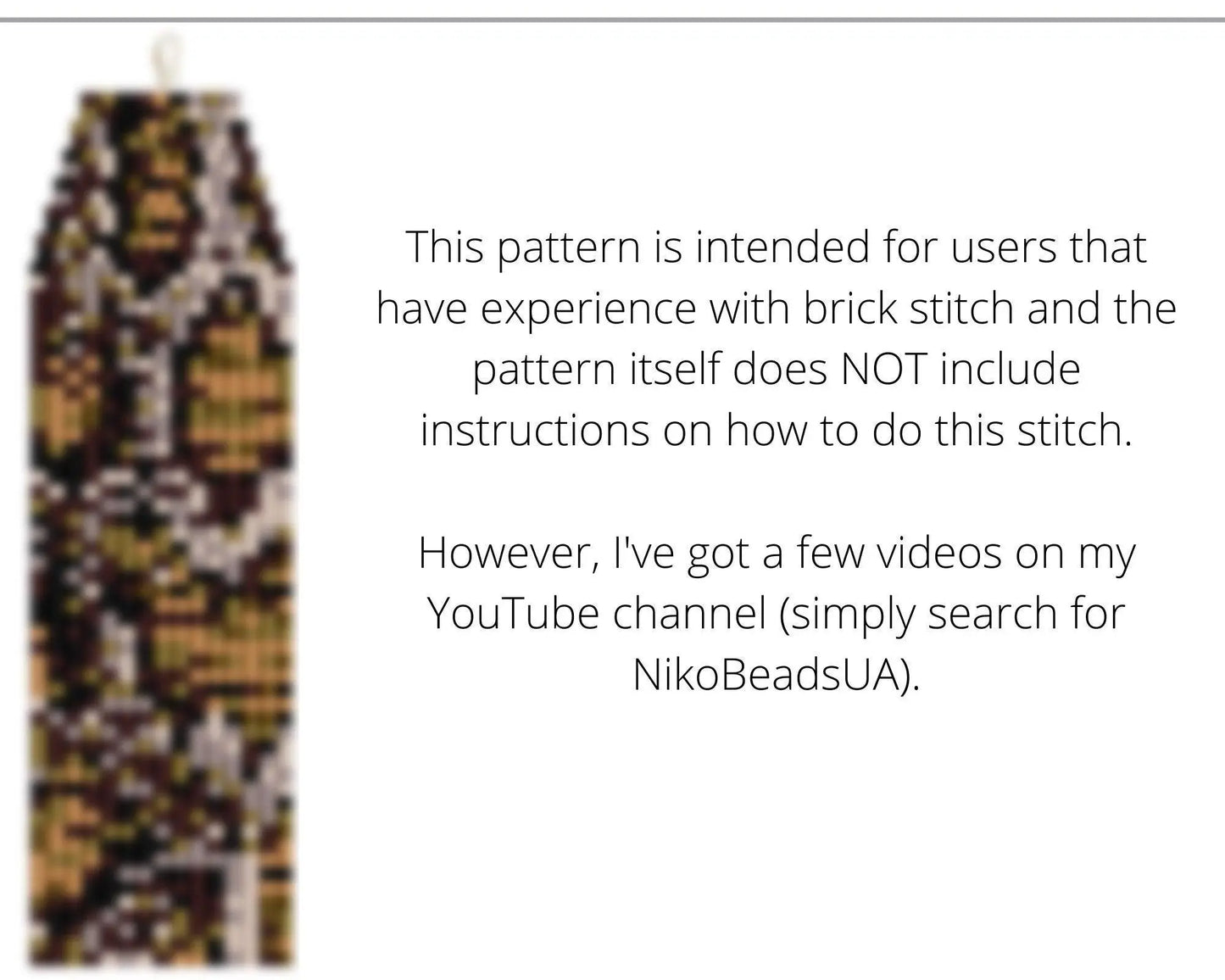 Snake Brick Stitch pattern for fringe beaded earrings - NikoBeadsUA