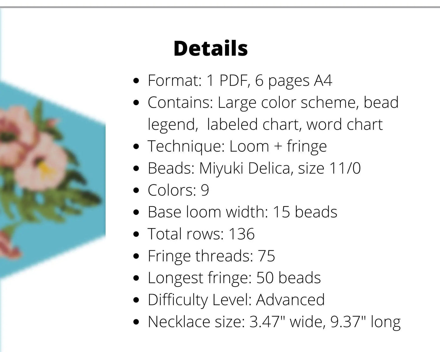 Tropical Fringe Loom pattern for beaded necklace - NikoBeadsUA