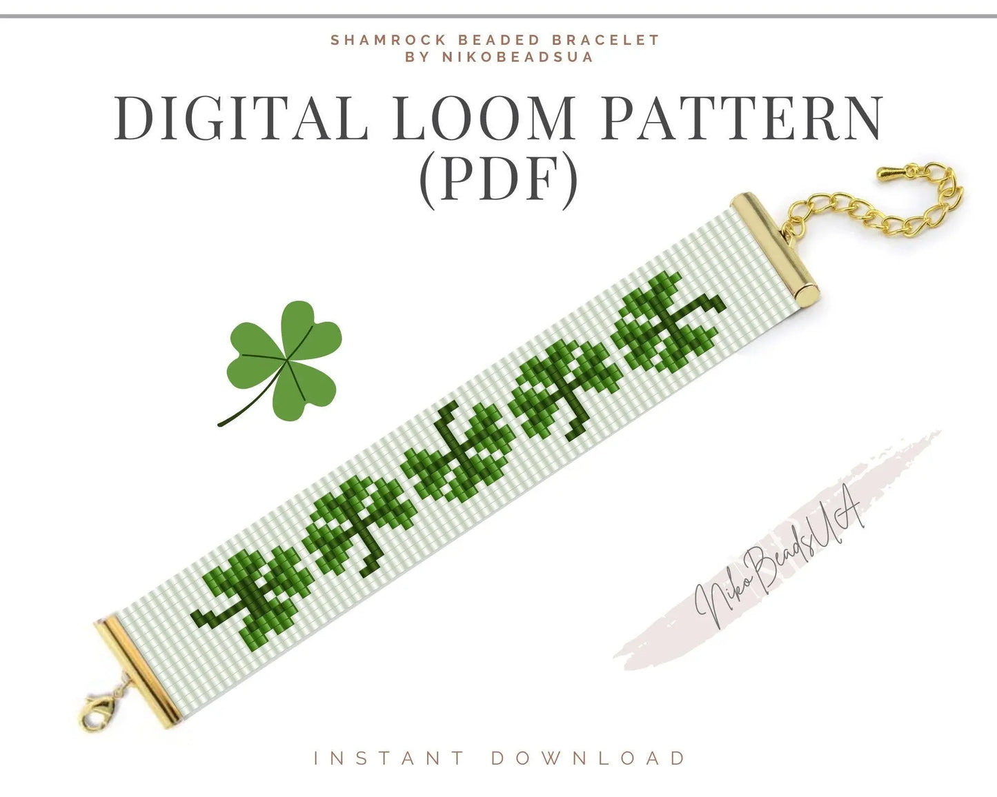 Shamrock Loom pattern for beaded bracelet - NikoBeadsUA