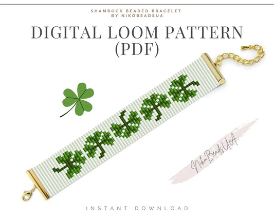 Shamrock Loom pattern for beaded bracelet - NikoBeadsUA