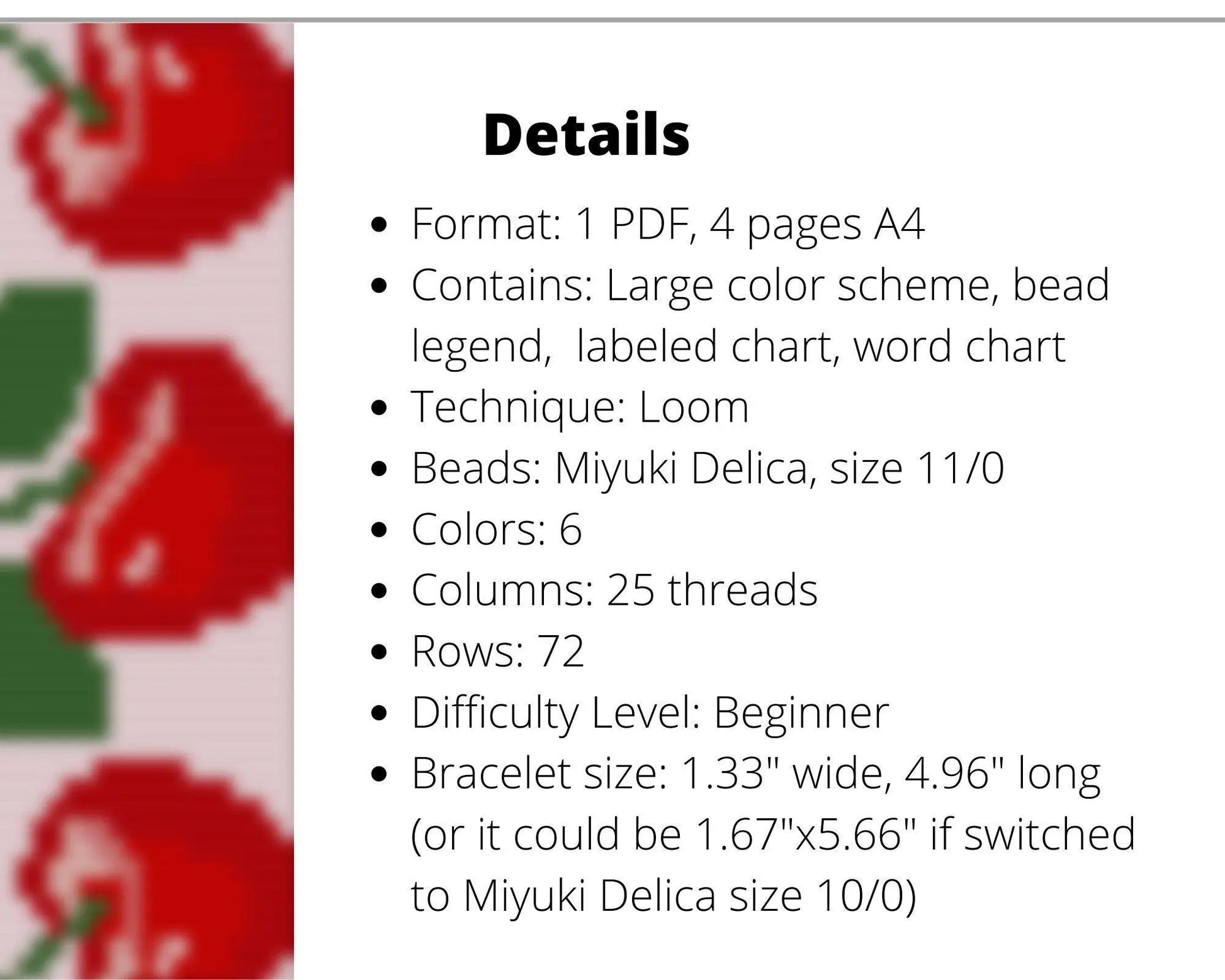 Cherry Loom pattern for beaded bracelet - NikoBeadsUA