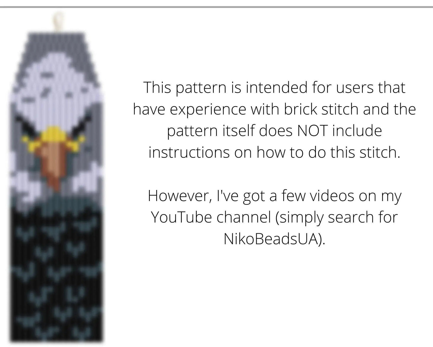 Bald Eagle Brick Stitch pattern for fringe beaded earrings - NikoBeadsUA
