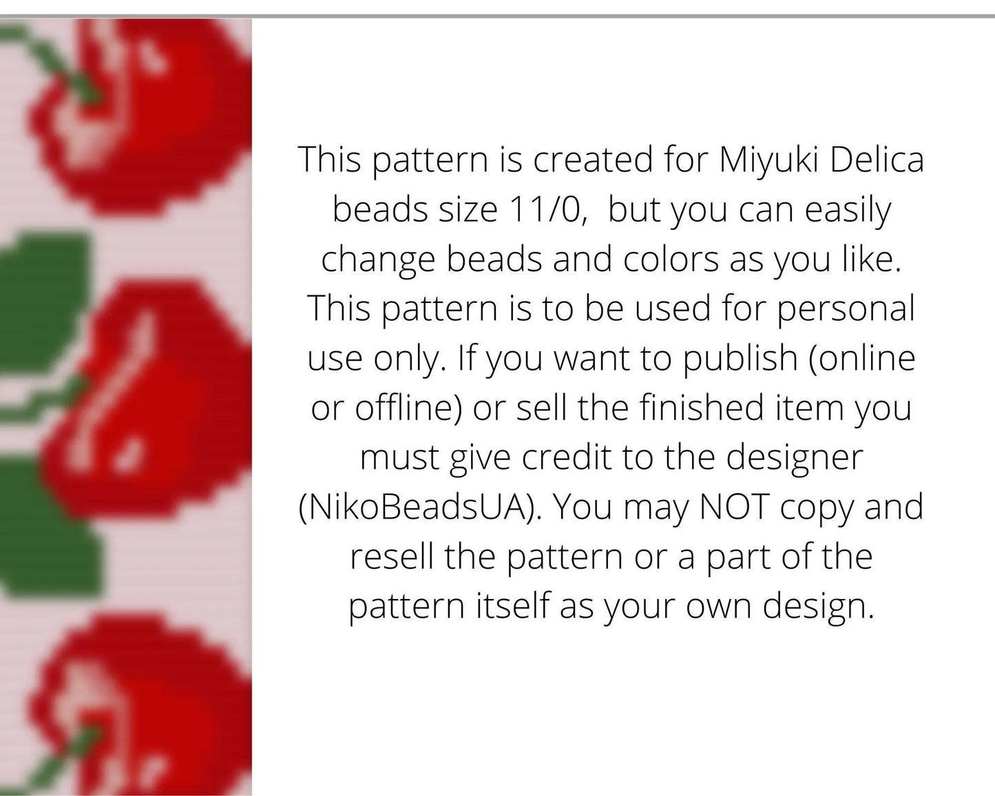 Cherry Loom pattern for beaded bracelet - NikoBeadsUA