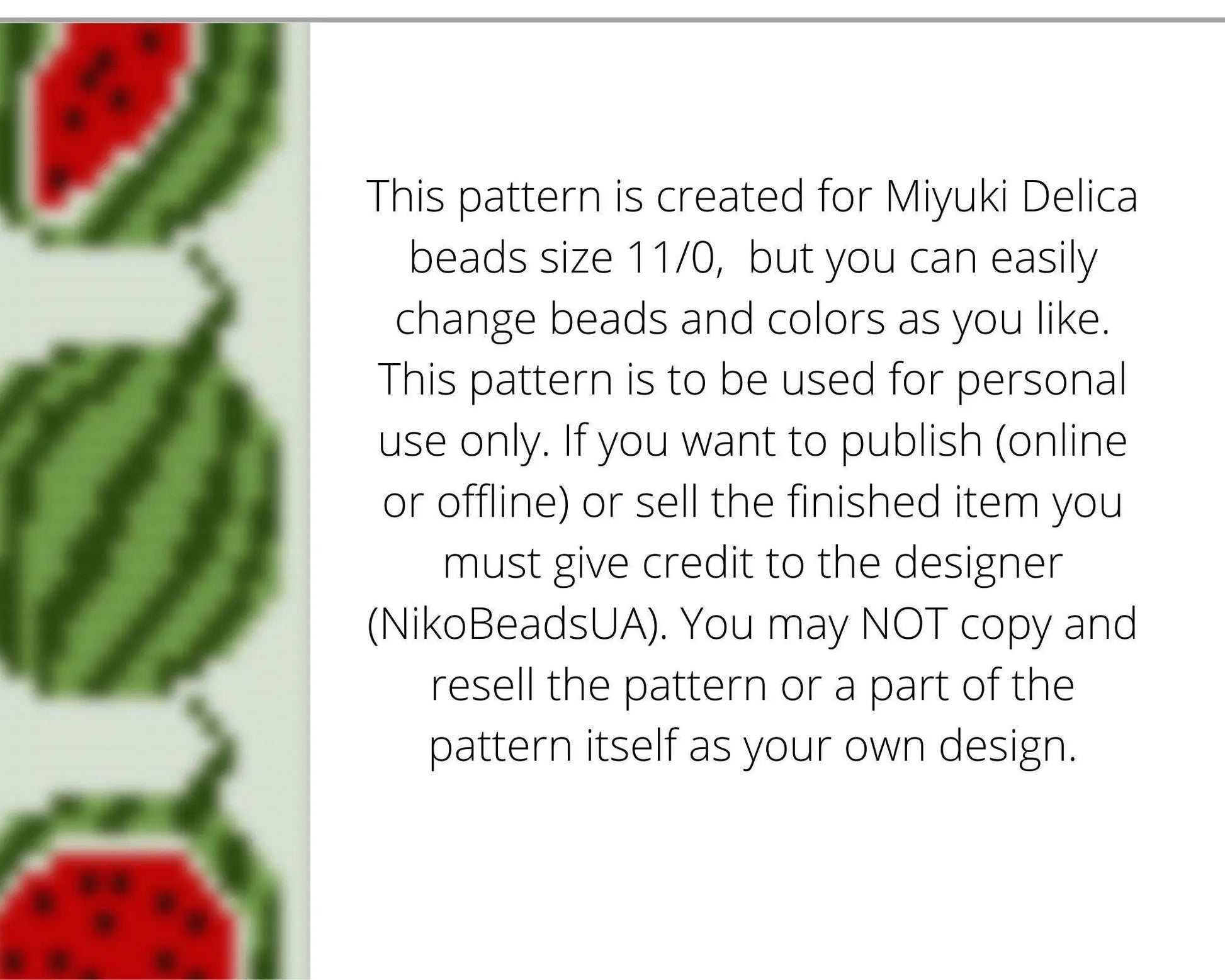 Watermelon Loom pattern for beaded bracelet - NikoBeadsUA