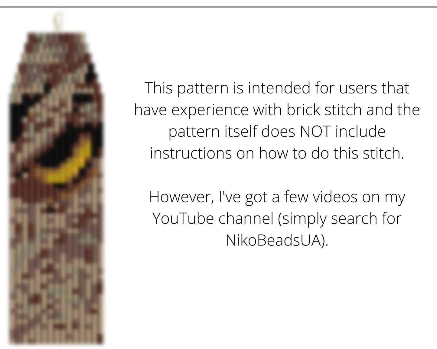 Owl Eye Brick Stitch pattern for fringe beaded earrings - NikoBeadsUA