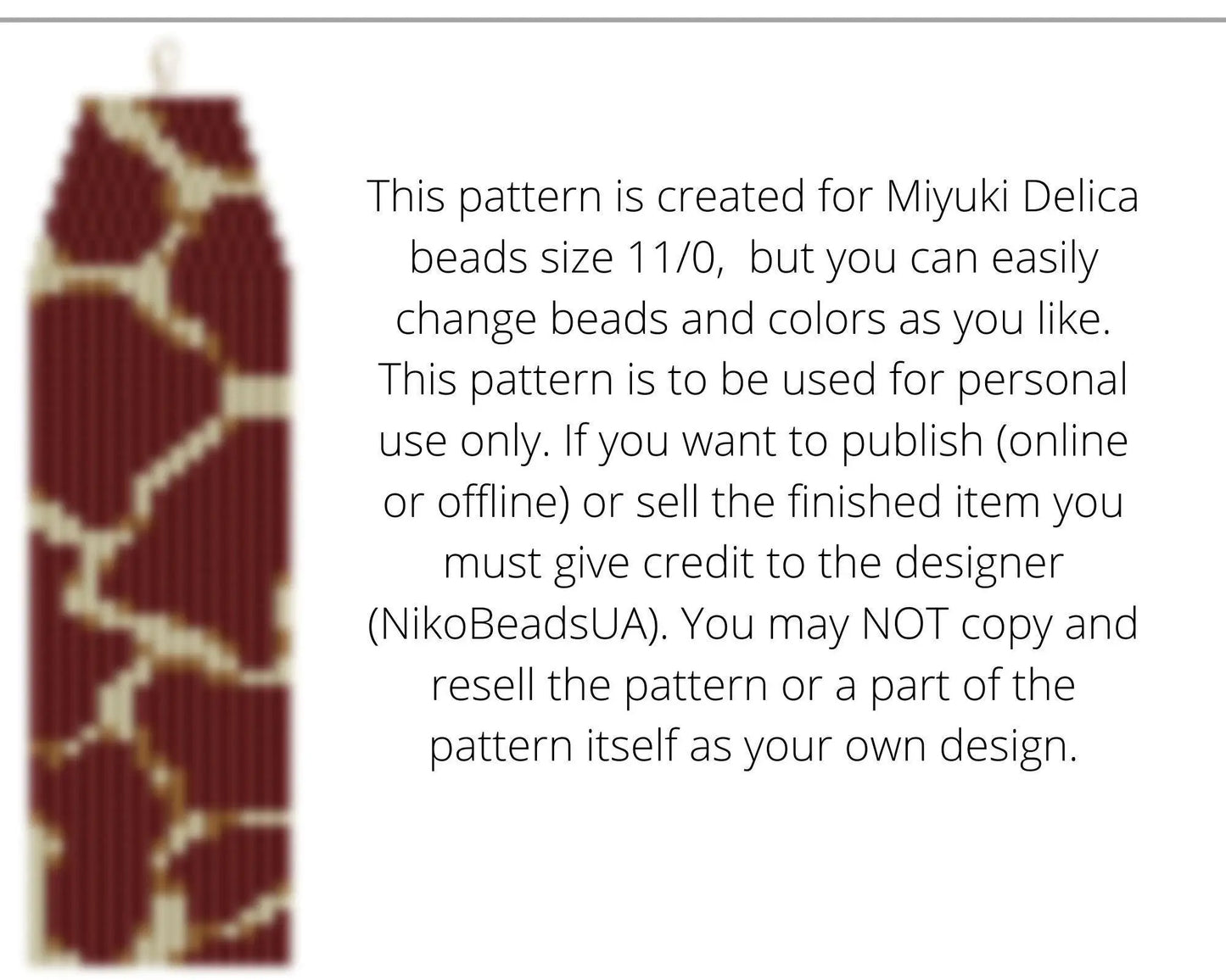 Giraffe Brick Stitch pattern for fringe beaded earrings - NikoBeadsUA