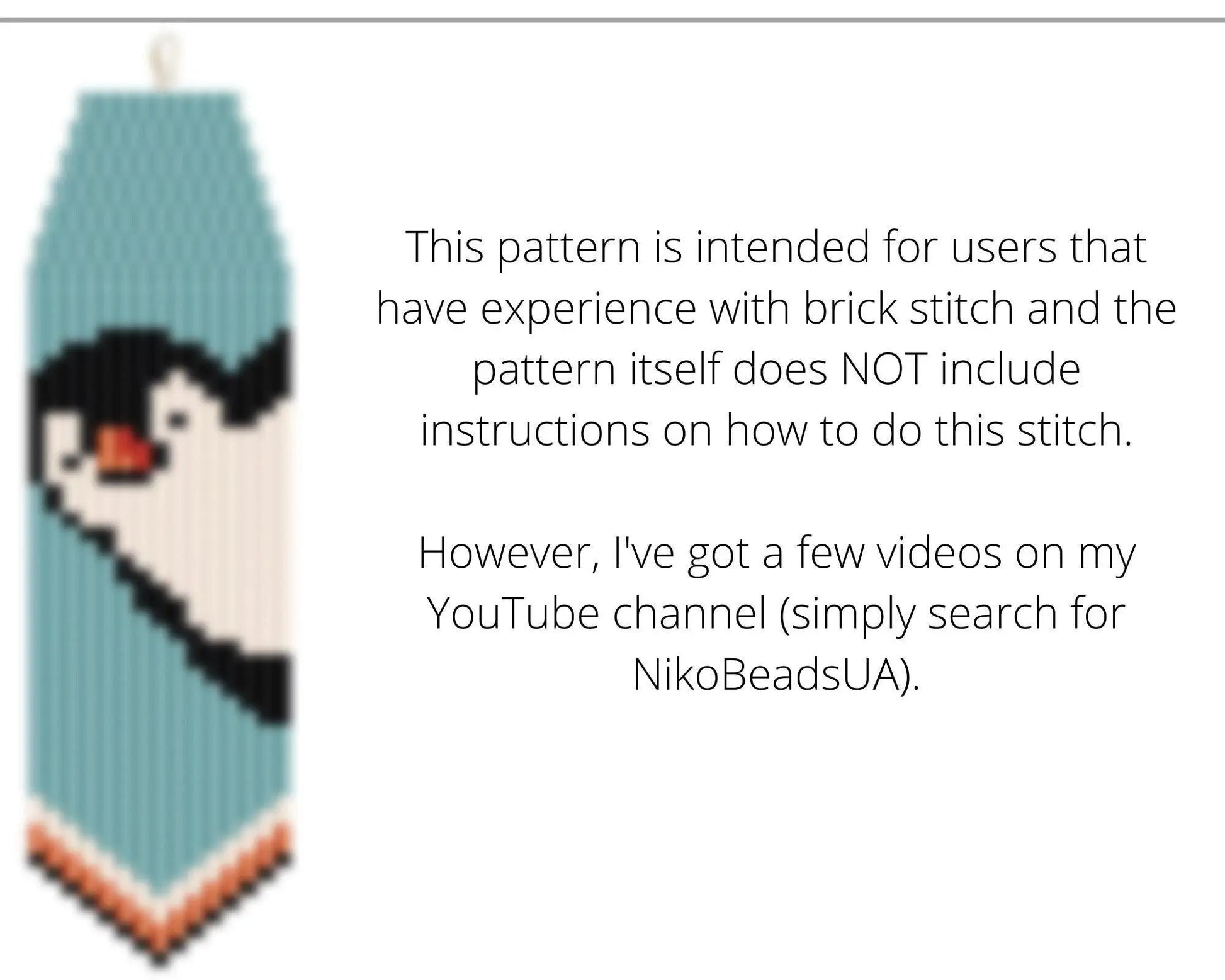 Penguin Brick Stitch pattern for fringe beaded earrings - NikoBeadsUA