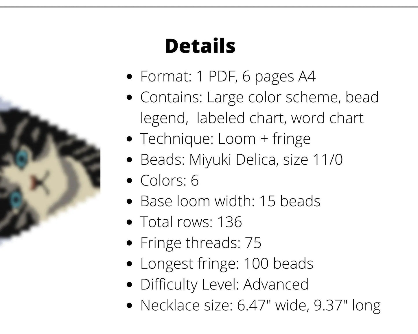 Cat Beaded Loom Necklace Pattern with Fringe - DIY Jewelry Tutorial - NikoBeadsUA