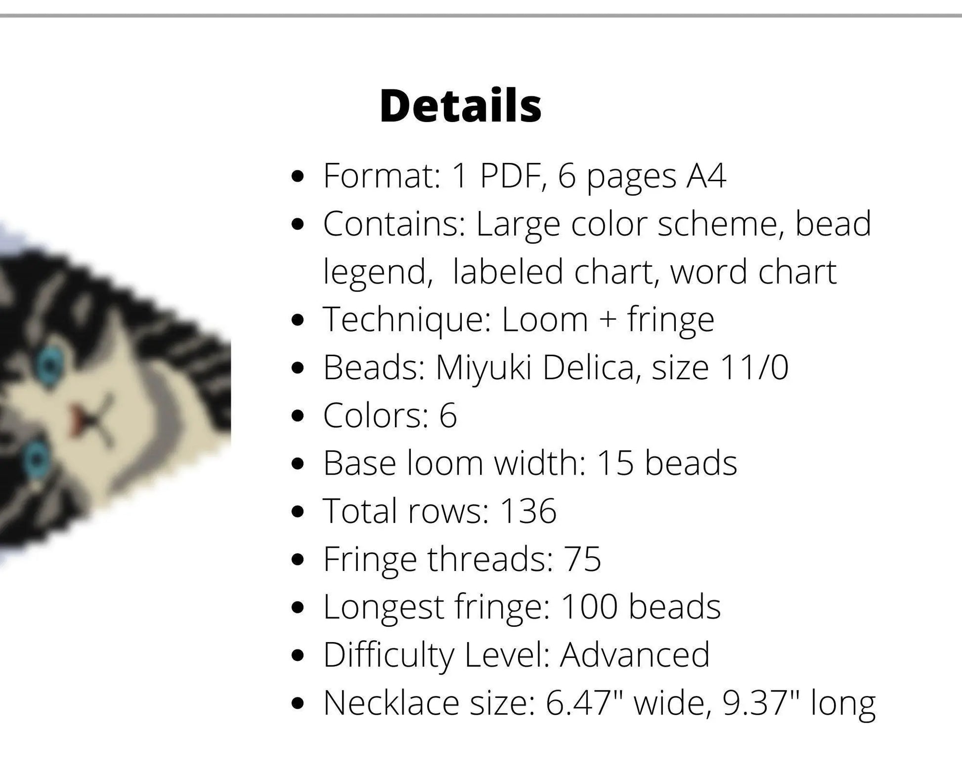 Cat Beaded Loom Necklace Pattern with Fringe - DIY Jewelry Tutorial - NikoBeadsUA