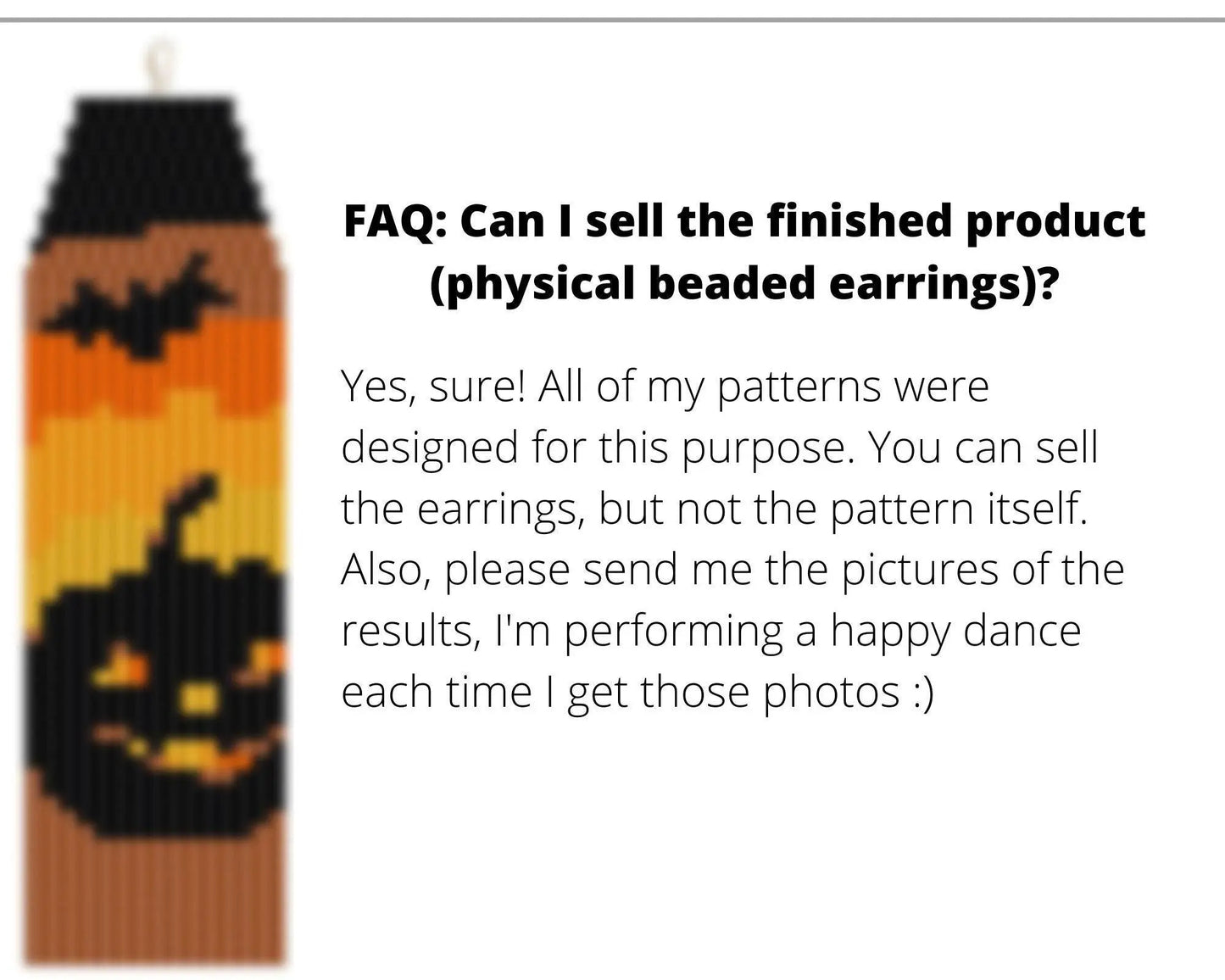 Halloween Brick Stitch pattern for fringe beaded earrings, pumpkin pattern - NikoBeadsUA