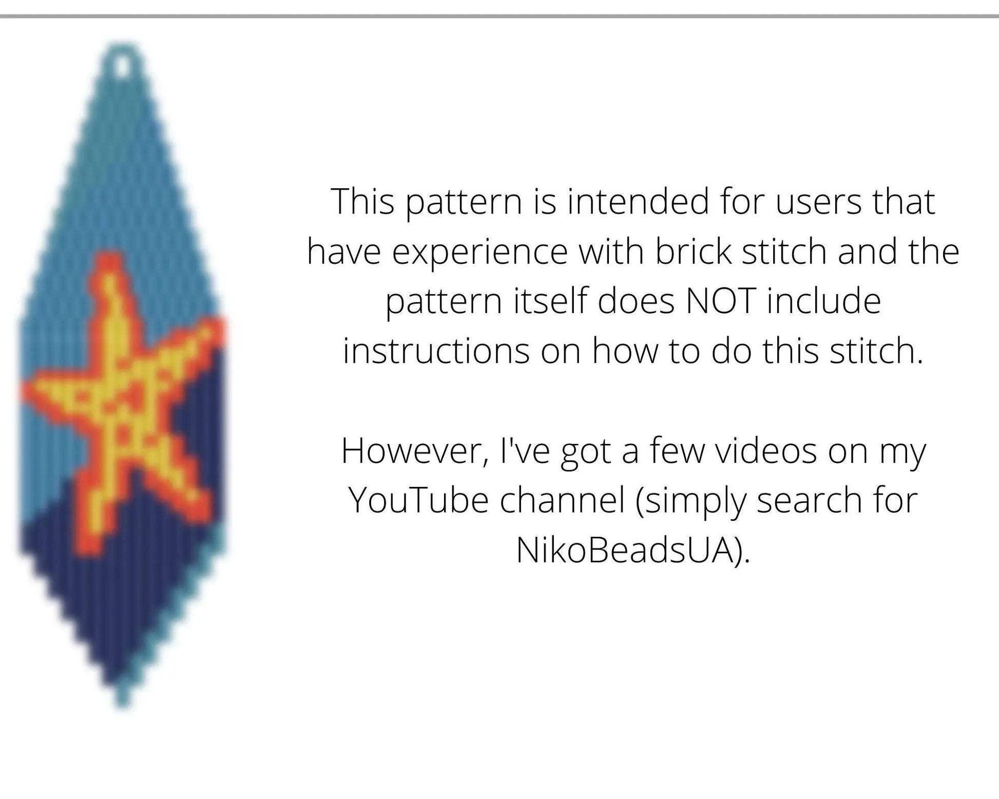Starfish Brick Stitch pattern for fringe beaded earrings - NikoBeadsUA