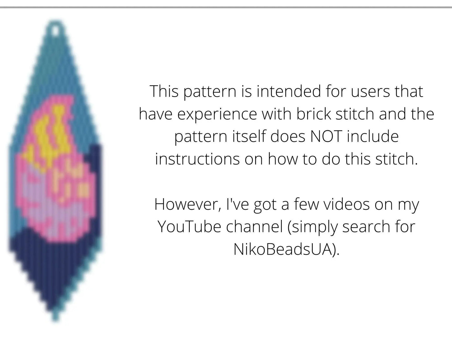 Seashell Brick Stitch pattern for fringe beaded earrings - Toho beads - NikoBeadsUA