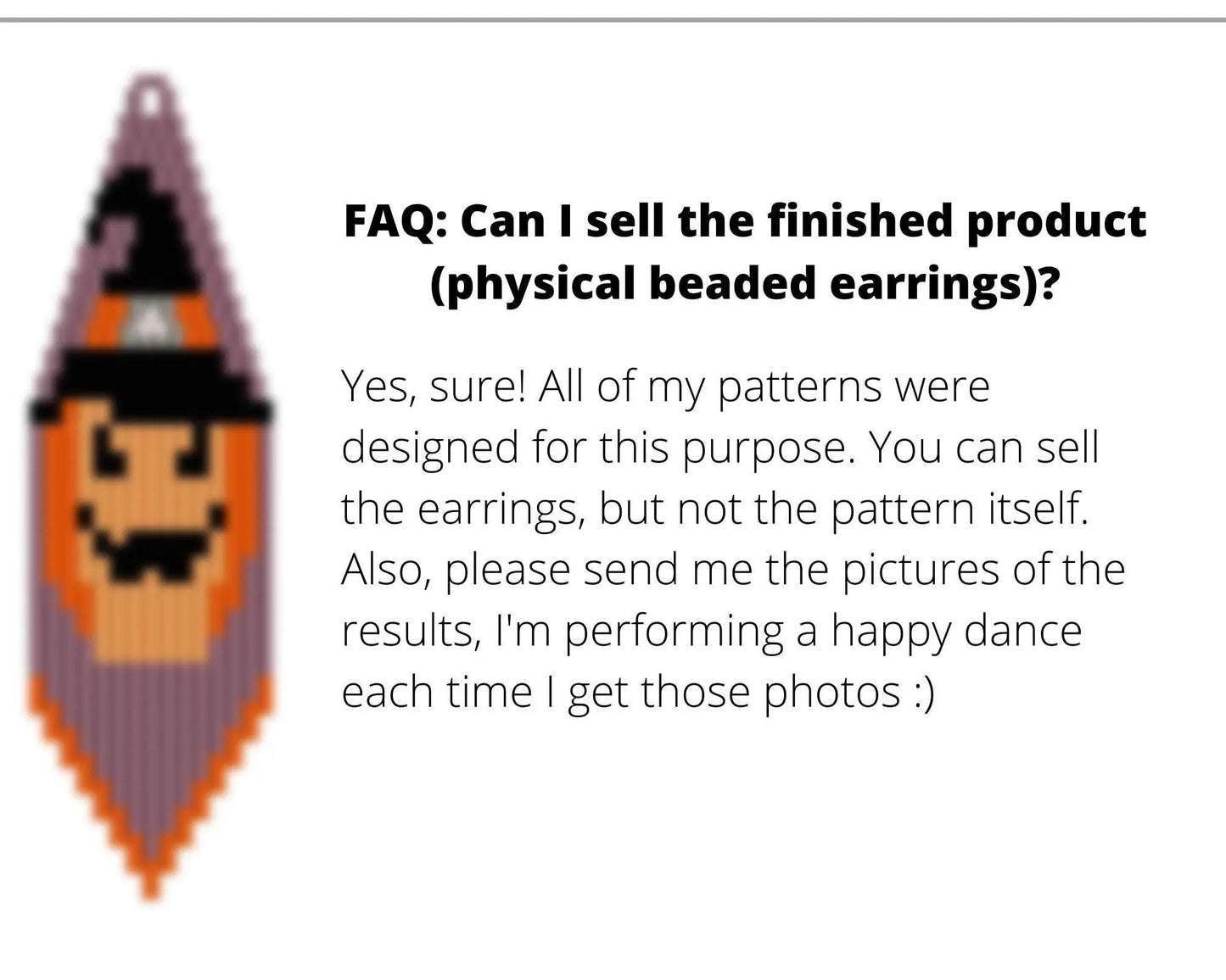 Jack O Lantern Brick Stitch pattern for beaded fringe earrings - NikoBeadsUA