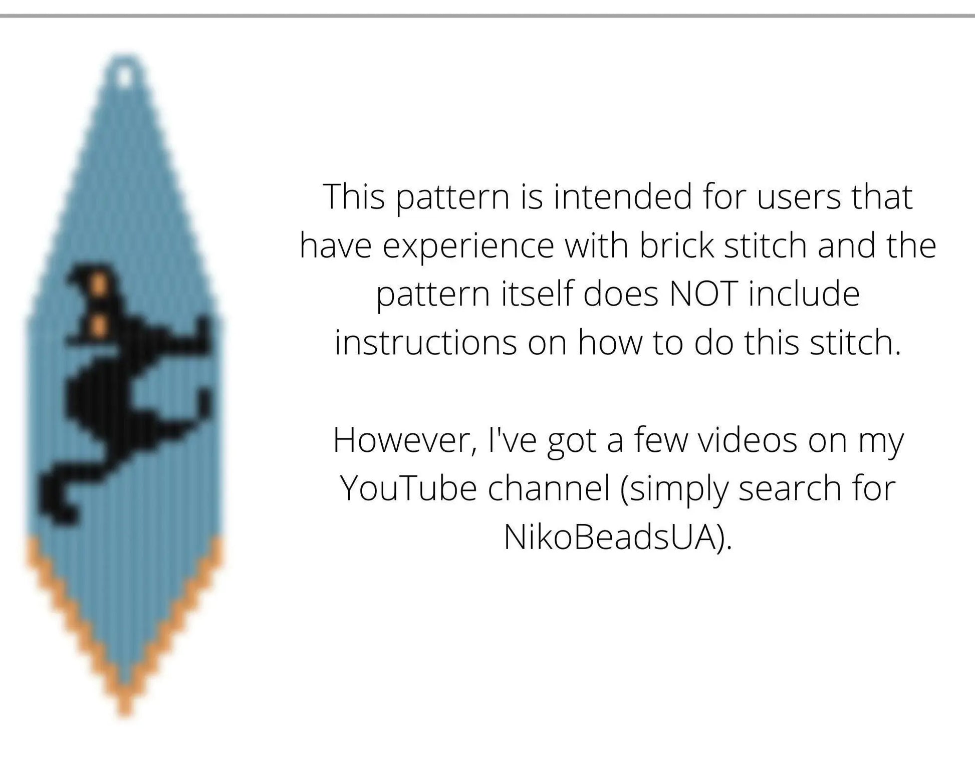 Black Cat Brick Stitch pattern for beaded fringe earrings - Toho beads - NikoBeadsUA