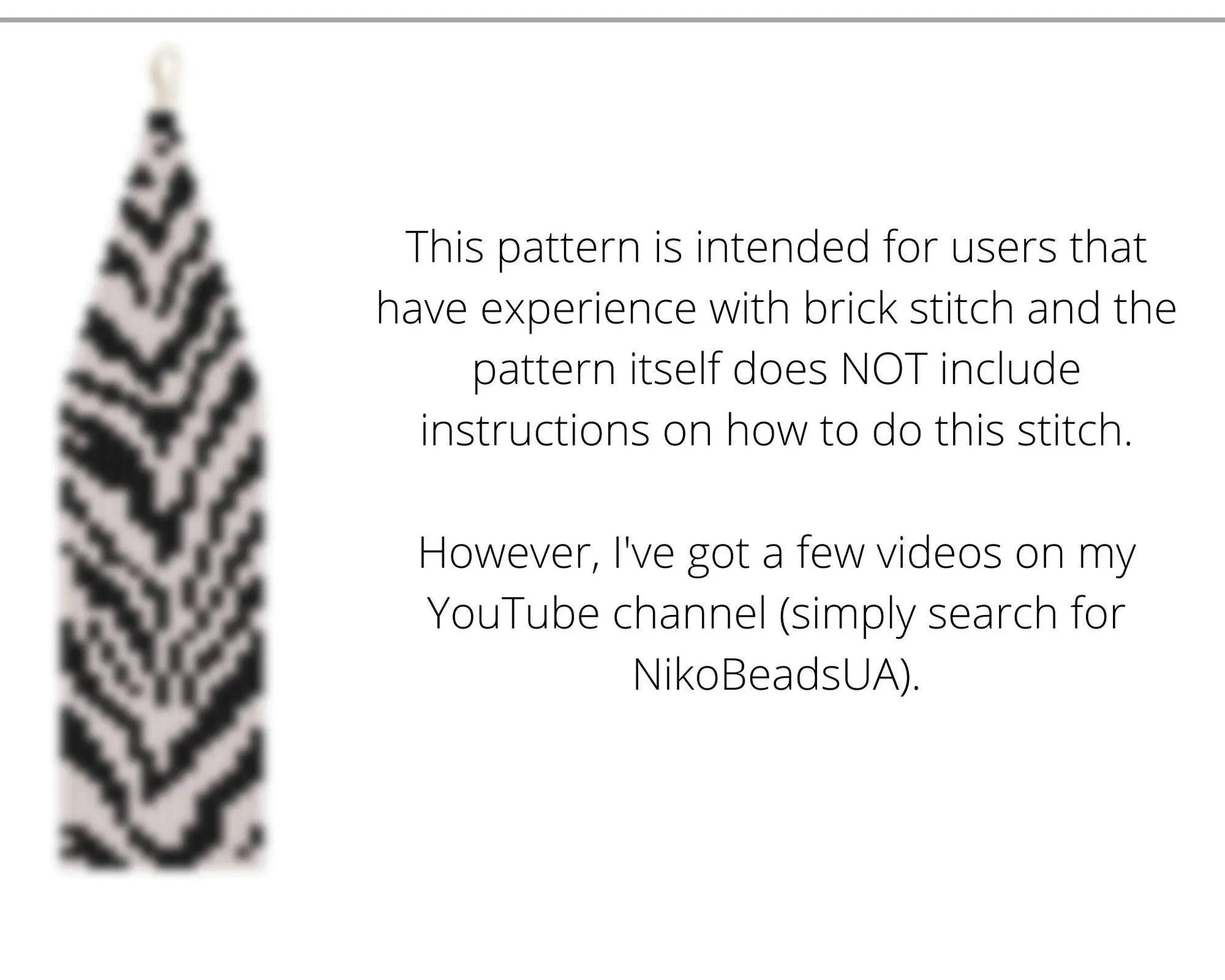 Zebra Brick Stitch pattern for fringe beaded earrings - Preciosa - NikoBeadsUA