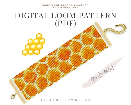 Honeycomb Loom pattern for beaded bracelet - NikoBeadsUA