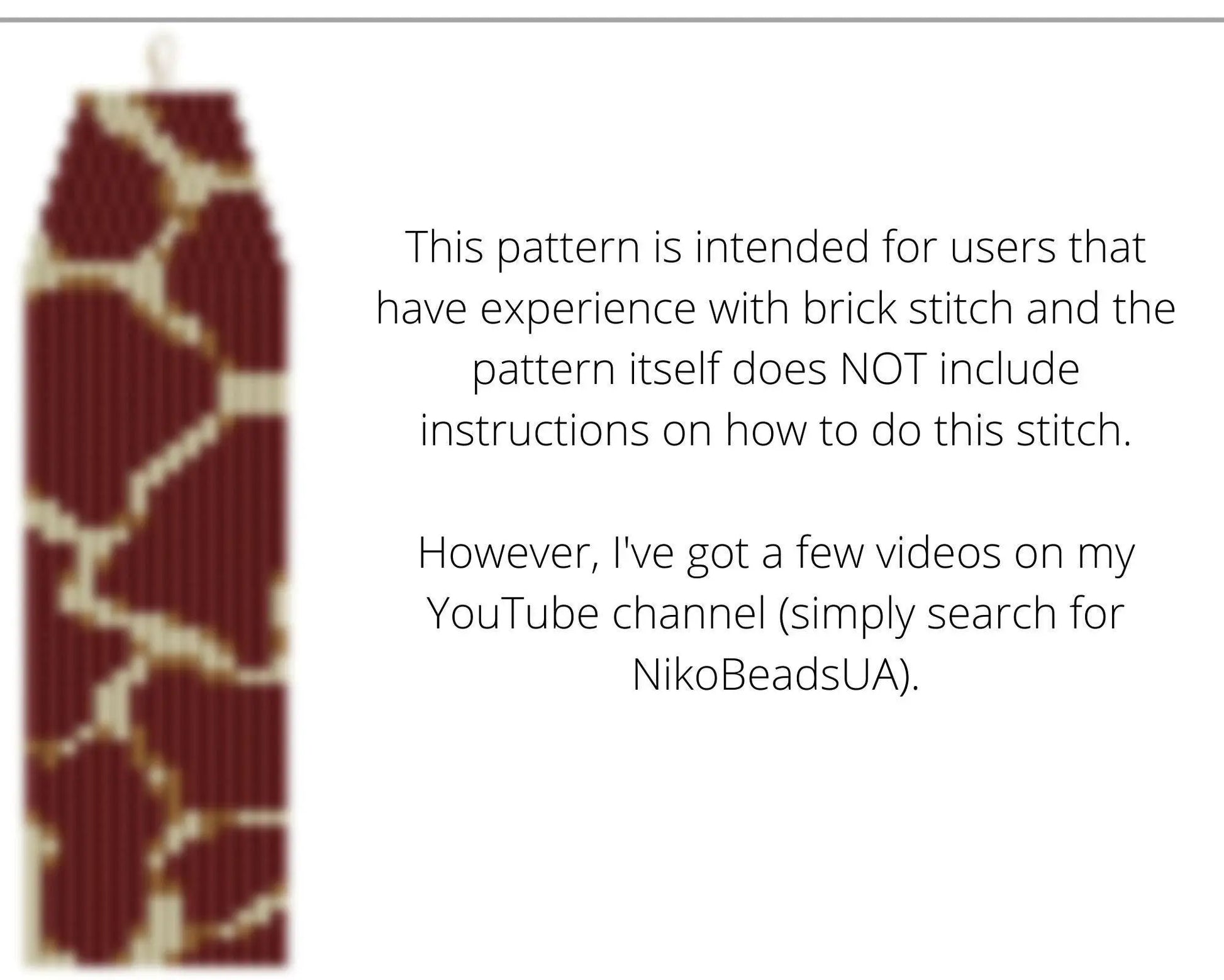 Giraffe Brick Stitch pattern for fringe beaded earrings - NikoBeadsUA
