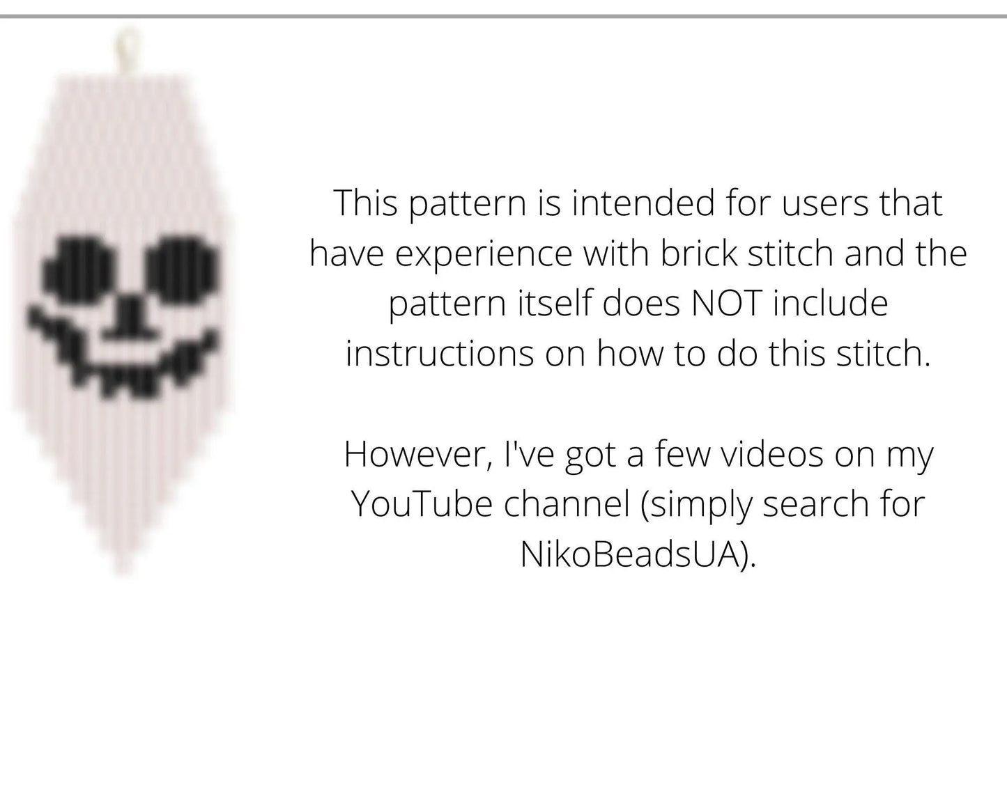 Halloween Skull Brick Stitch pattern for fringe beaded earrings - NikoBeadsUA