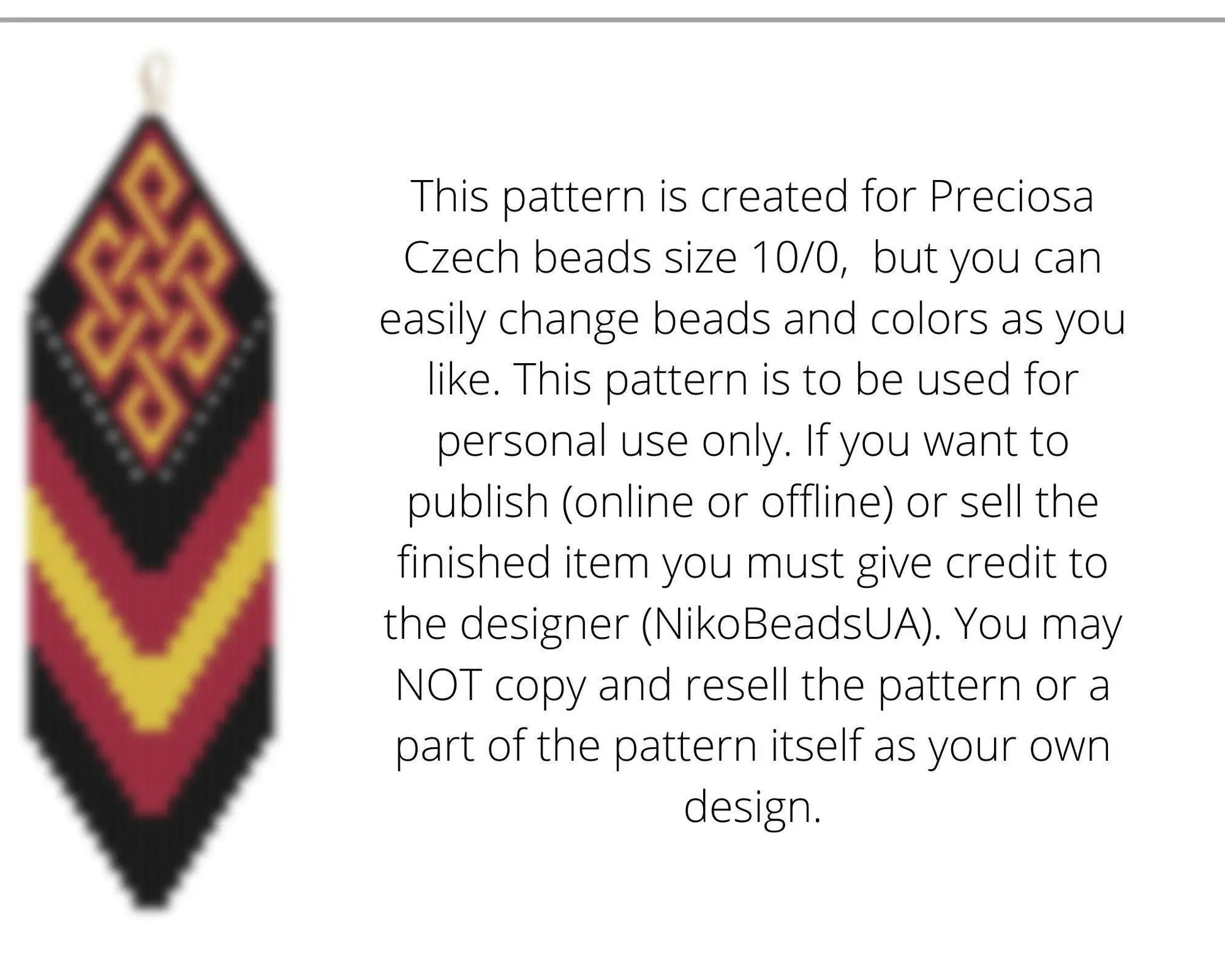 Eternal Knot Brick Stitch pattern for fringe beaded earrings - NikoBeadsUA