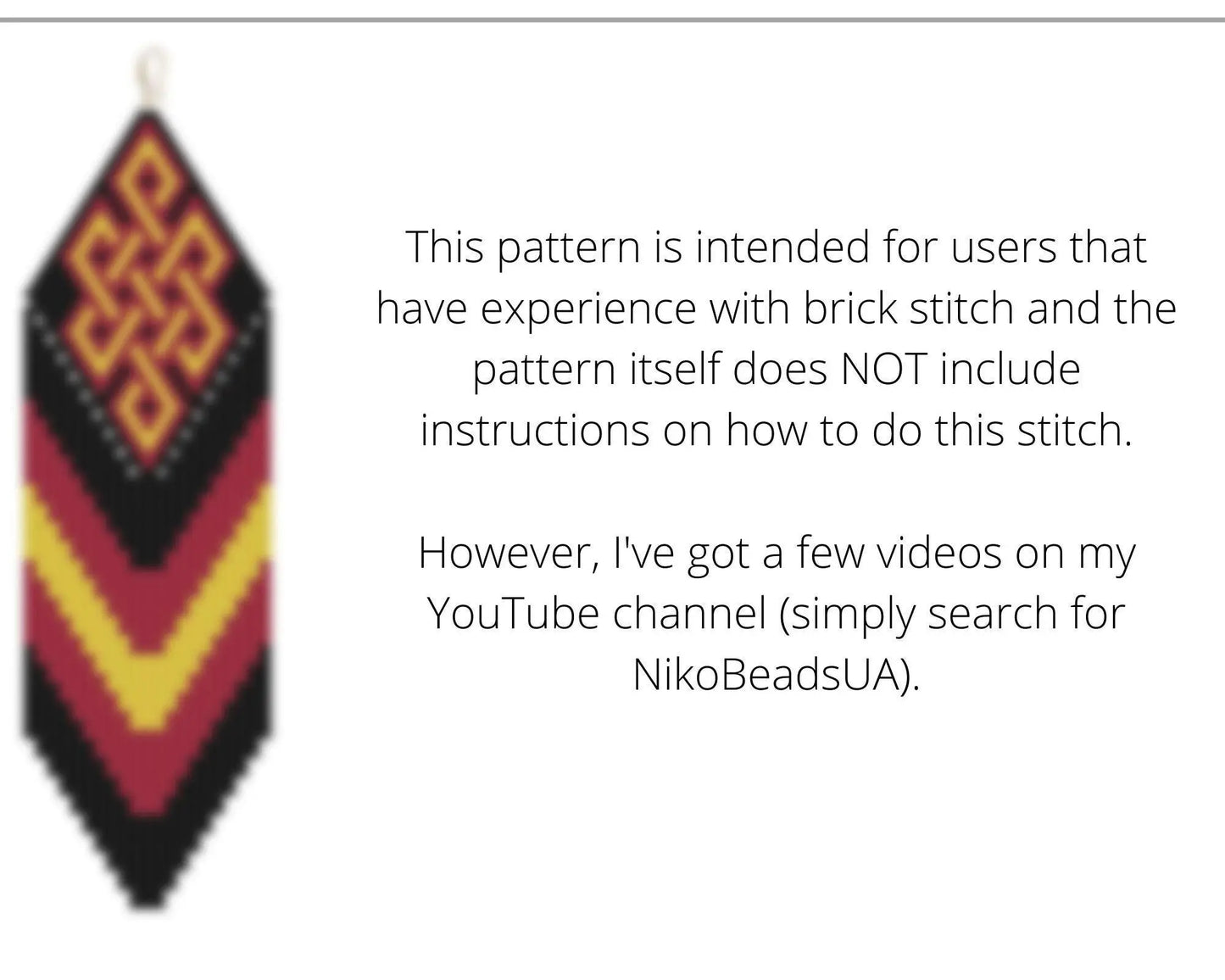 Eternal Knot Brick Stitch pattern for fringe beaded earrings - NikoBeadsUA