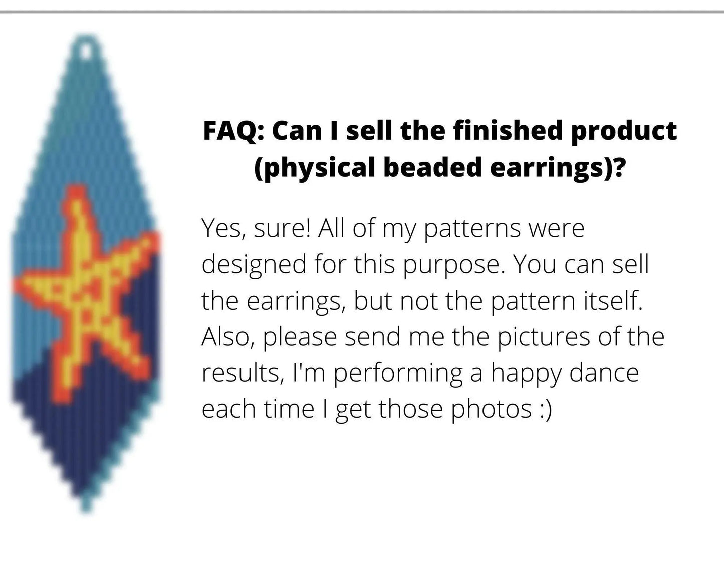 Starfish Brick Stitch pattern for fringe beaded earrings - NikoBeadsUA