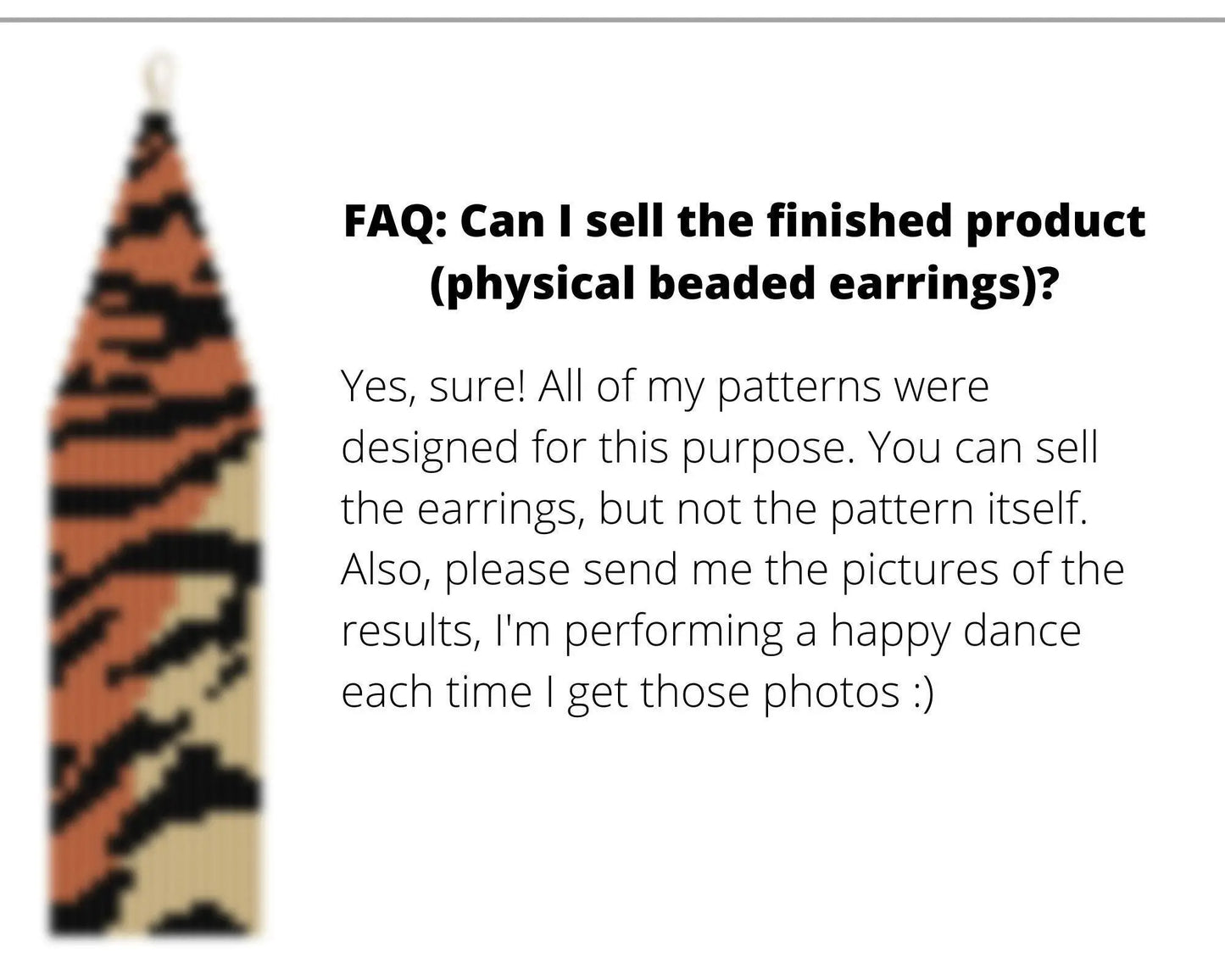 Tiger Brick Stitch pattern for fringe beaded earrings - Toho beads - NikoBeadsUA
