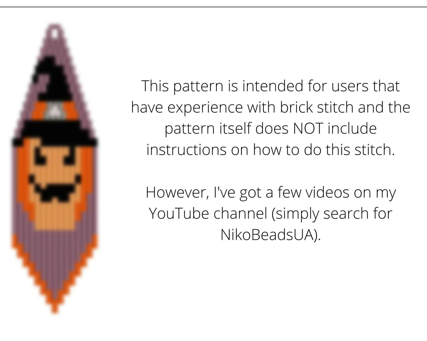 Jack O Lantern Brick Stitch pattern for beaded fringe earrings - NikoBeadsUA