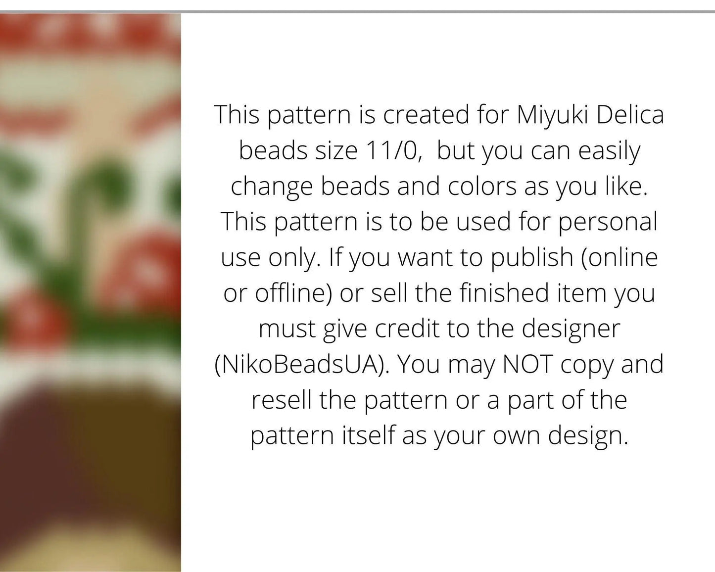 Mushrooms even peyote pattern for beaded bracelet - NikoBeadsUA