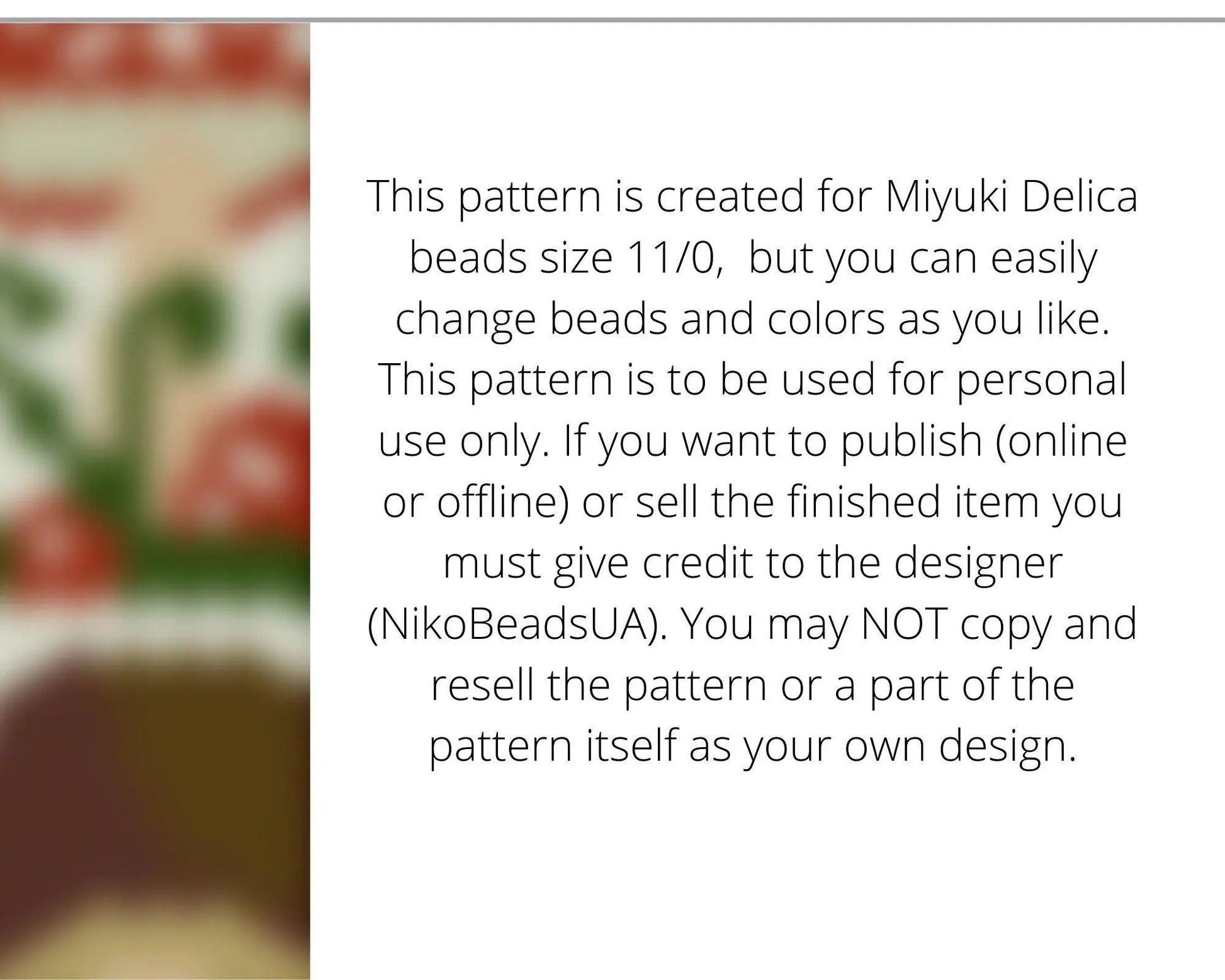 Mushrooms even peyote pattern for beaded bracelet - NikoBeadsUA