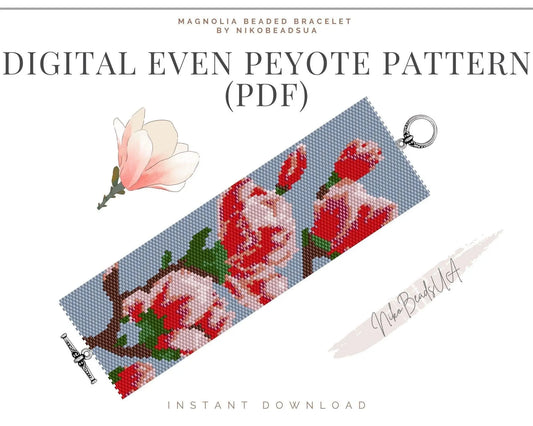 Magnolia even peyote pattern for beaded bracelet - NikoBeadsUA
