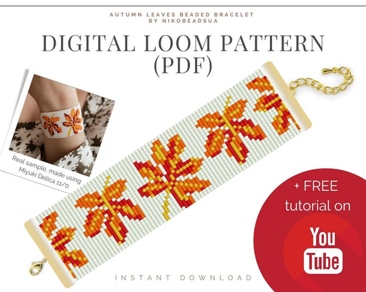 Autumn Leaves Loom pattern for beaded bracelet - NikoBeadsUA