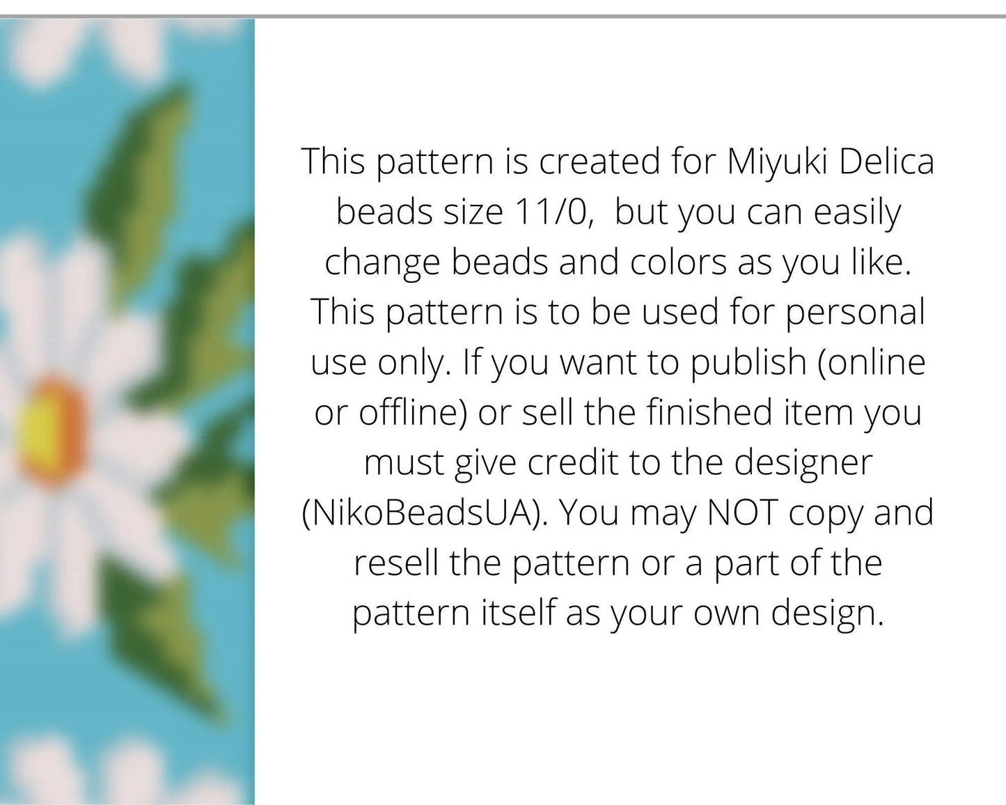 Chamomile even peyote pattern for beaded bracelet - NikoBeadsUA