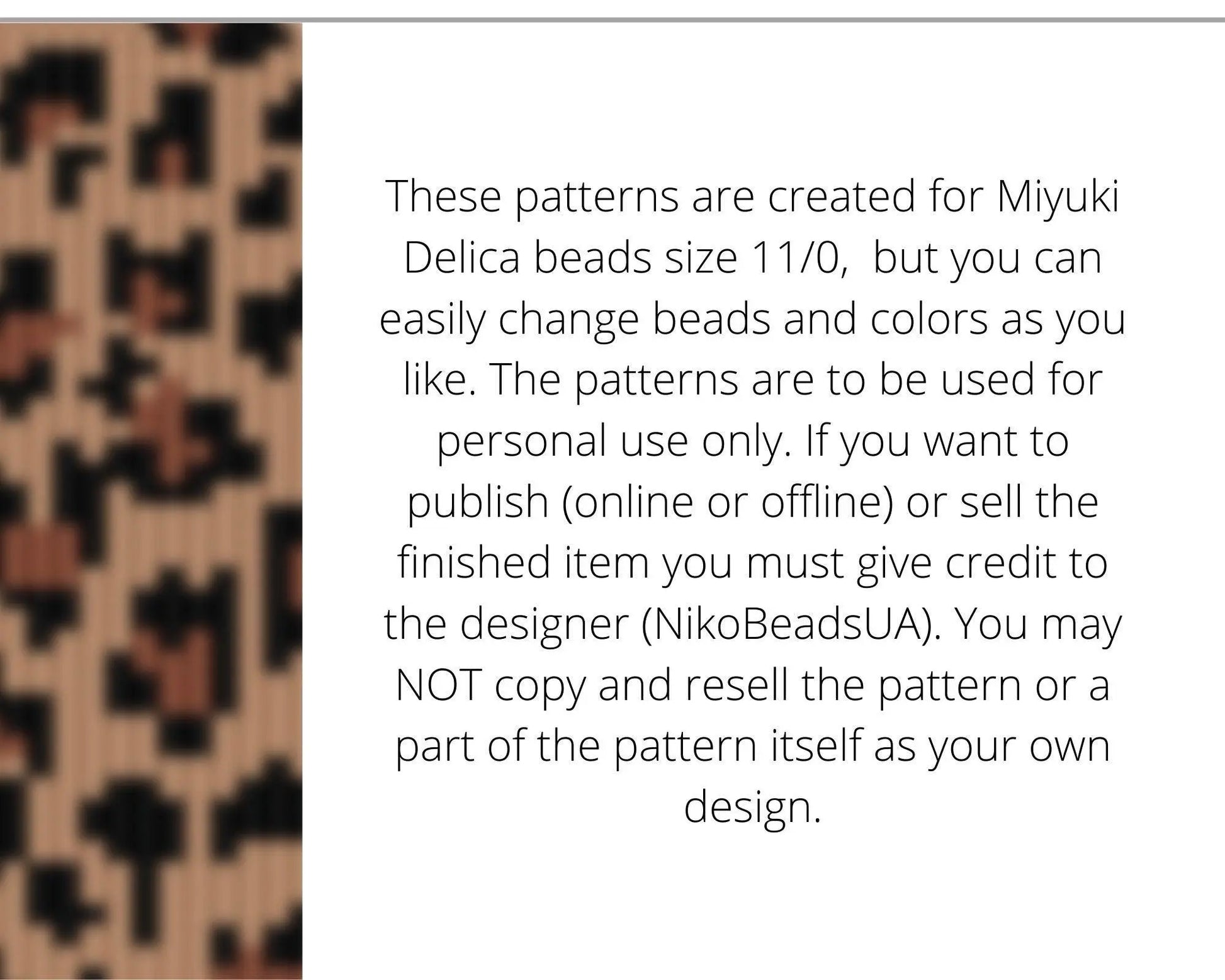 Set of 5 Animal Print Loom Bracelets patterns for Miyuki Delica - NikoBeadsUA
