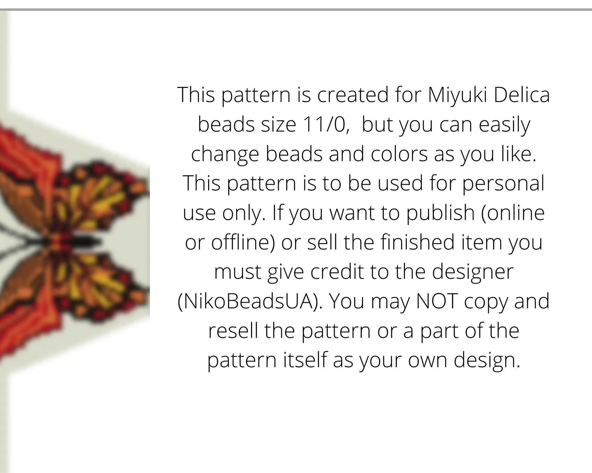 Butterfly Beaded Loom Fringe Necklace Pattern NikoBeadsUA